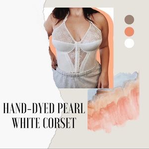 Hand-Dyed Pearl White Corset